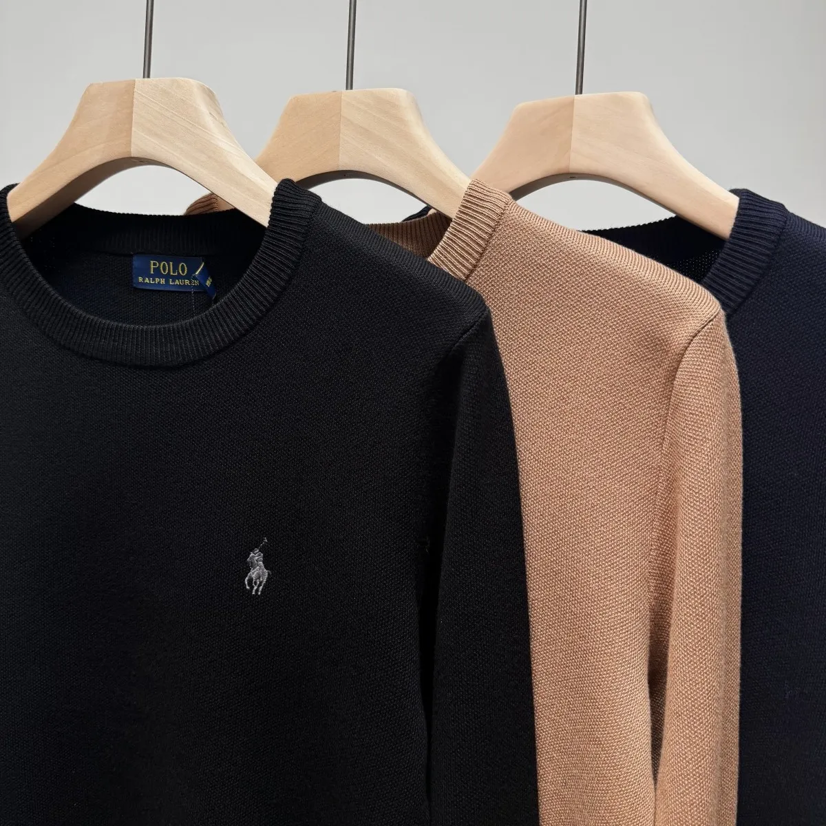 P220 Ralph Lauren crew neck sweater Color: Black Royal Blue Camel Size: S-XXL 1:1 same style, model number (RL0535)